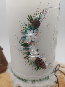 Hochzeitskerze "Hexagon" Winterwonderland – Bild 3