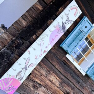 Babymesslatte 180 cm "Hase & Rehlein" rosa & grün