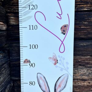 Babymesslatte 180 cm "Hase & Rehlein" rosa & grün – Bild 5