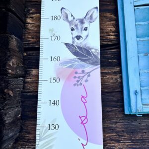 Babymesslatte 180 cm "Hase & Rehlein" rosa & grün – Bild 3
