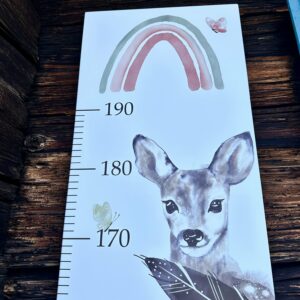 Babymesslatte 180 cm "Hase & Rehlein" rosa & grün – Bild 2