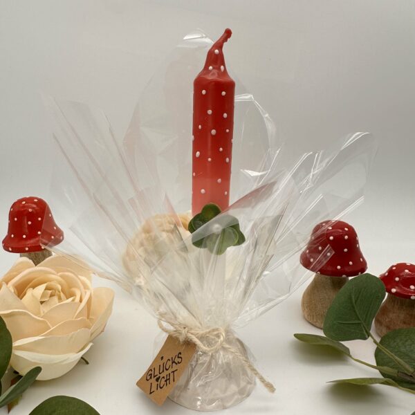 Tafelkerzenset "Glückslicht" mit Kerzenständer und hübscher Verpackung