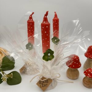 Tafelkerzenset "Glückslicht" mit Kerzenständer und hübscher Verpackung – Bild 4