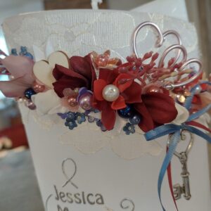 Hochzeitskerze "Blütenbouquet" rot & blau – Bild 2