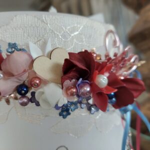 Hochzeitskerze "Blütenbouquet" rot & blau – Bild 3