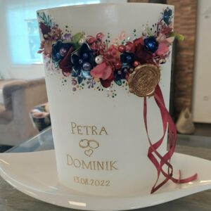 Hochzeitskerze "Dreamcatcher" Beerentöne – Bild 2