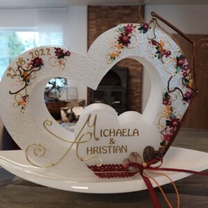Hochzeitskerze "Doppelherz" Weinrebe