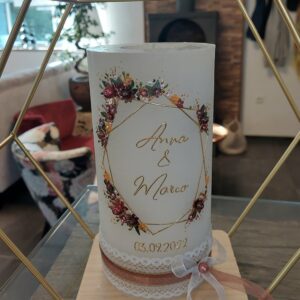 Hochzeitskerze "Blütenhexagon" Herbstzauber