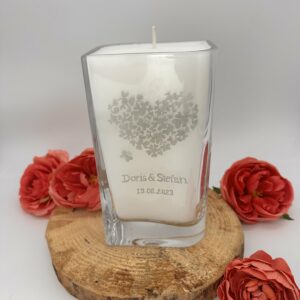 Wunschgravur auf Kerze im Glas