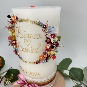 Hochzeitskerze "Flowerloop" farbenfroh – Bild 8