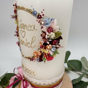 Hochzeitskerze "Flowerloop" farbenfroh – Bild 6