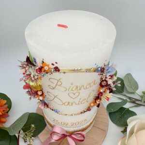 Hochzeitskerze "Flowerloop" farbenfroh – Bild 4
