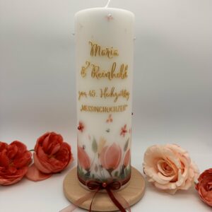 Jubiläumskerze "Magnolie rosa" & Wachsveredelung
