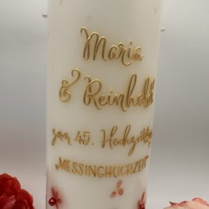 Jubiläumskerze "Magnolie rosa" & Wachsveredelung – Bild 2