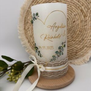 Hochzeitskerze "Flowerheart" Greenery – Bild 5