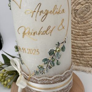 Hochzeitskerze "Flowerheart" Greenery – Bild 2