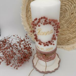 Taufkerze "Schleierkraut" altrosa – Bild 3