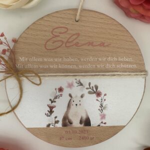 Babyschild "Bär" Blütentraum