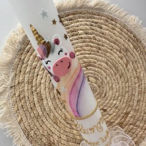 Tauf- oder Kommunionskerze "Einhorn"