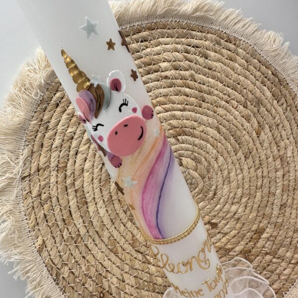 Tauf- oder Kommunionskerze "Einhorn"