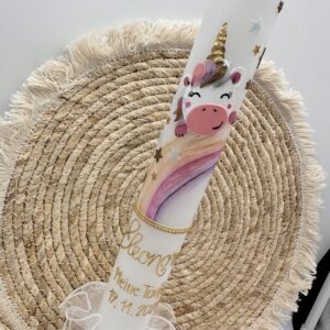 Tauf- oder Kommunionskerze "Einhorn" – Bild 4