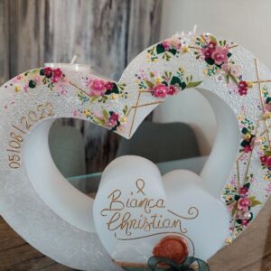 Hochzeitskerze "Doppelherz" Symmetry Flowers