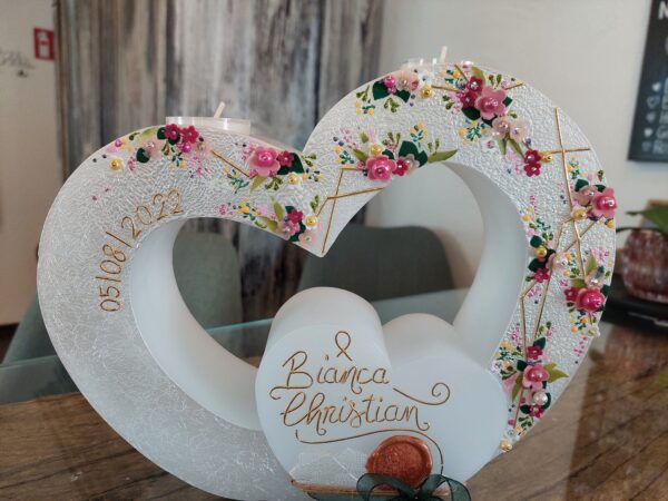 Hochzeitskerze "Doppelherz" Symmetry Flowers