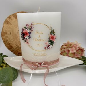 Hochzeitskerze "Flowerloop" Wild Rose – Bild 6
