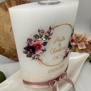 Hochzeitskerze "Flowerloop" Wild Rose – Bild 7