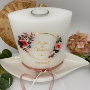 Hochzeitskerze "Flowerloop" Wild Rose – Bild 3