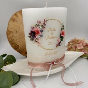 Hochzeitskerze "Flowerloop" Wild Rose – Bild 2