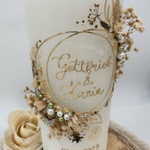 Hochzeitskerze "Silent Flowers" Naturelook – Bild 7