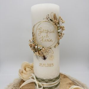 Hochzeitskerze "Silent Flowers" Naturelook