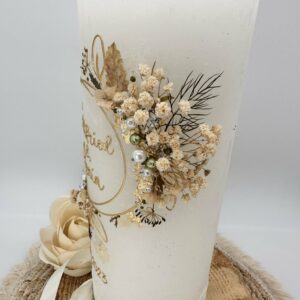 Hochzeitskerze "Silent Flowers" Naturelook – Bild 4
