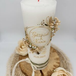 Hochzeitskerze "Silent Flowers" Naturelook – Bild 3