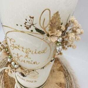 Hochzeitskerze "Silent Flowers" Naturelook – Bild 2
