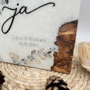 Hochzeitskerze "Symmetry Leaves" silver & black – Bild 5