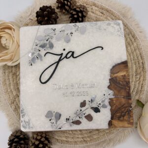 Hochzeitskerze "Symmetry Leaves" silver & black – Bild 3