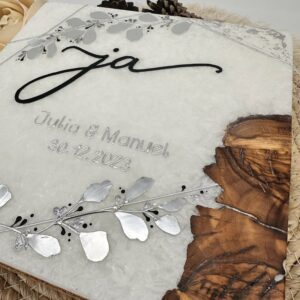 Hochzeitskerze "Symmetry Leaves" silver & black – Bild 2