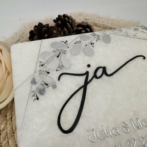Hochzeitskerze "Symmetry Leaves" silver & black – Bild 6