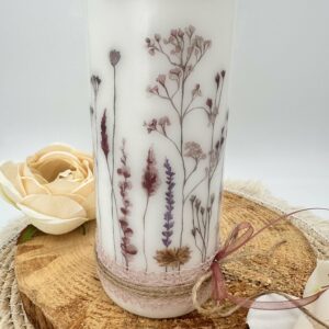 Hochzeitskerze "Wildflowers" veredelt mit Bändern – Bild 4