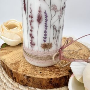 Hochzeitskerze "Wildflowers" veredelt mit Bändern – Bild 6