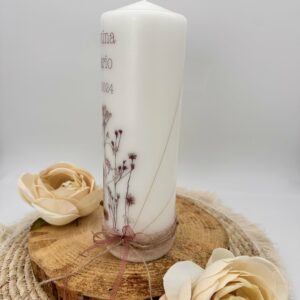 Hochzeitskerze "Wildflowers" veredelt mit Bändern – Bild 3