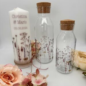 Hochzeitskerze "Wildflowers" veredelt mit Bändern – Bild 8