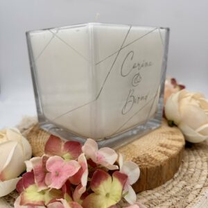 Kerze im Glas-Würfel mit Gravur – Bild 2
