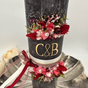 Hochzeitskerze "Romantic Berry" Monogram – Bild 4