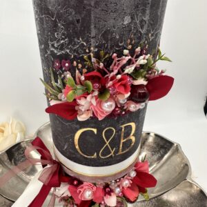 Hochzeitskerze "Romantic Berry" Monogram – Bild 2