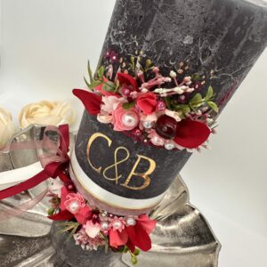 Hochzeitskerze "Romantic Berry" Monogram – Bild 6