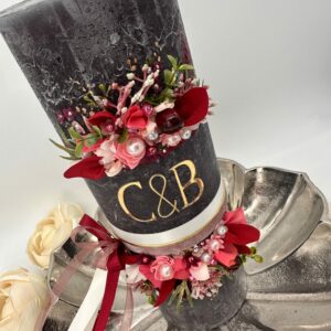 Hochzeitskerze "Romantic Berry" Monogram – Bild 5