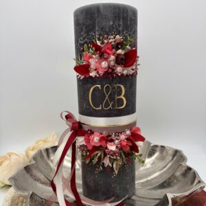 Hochzeitskerze "Romantic Berry" Monogram